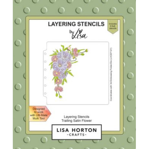 trailing satin flower  layering stencils - by lisa horton LHCAS097